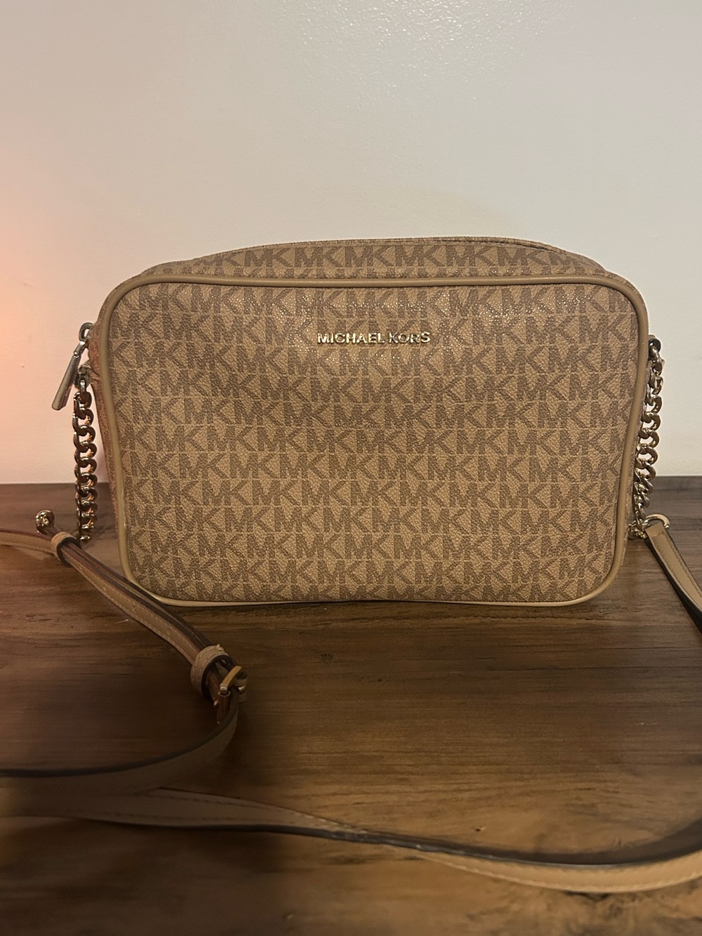 Michael Kors Beige Brown Signature Crossbody Bag